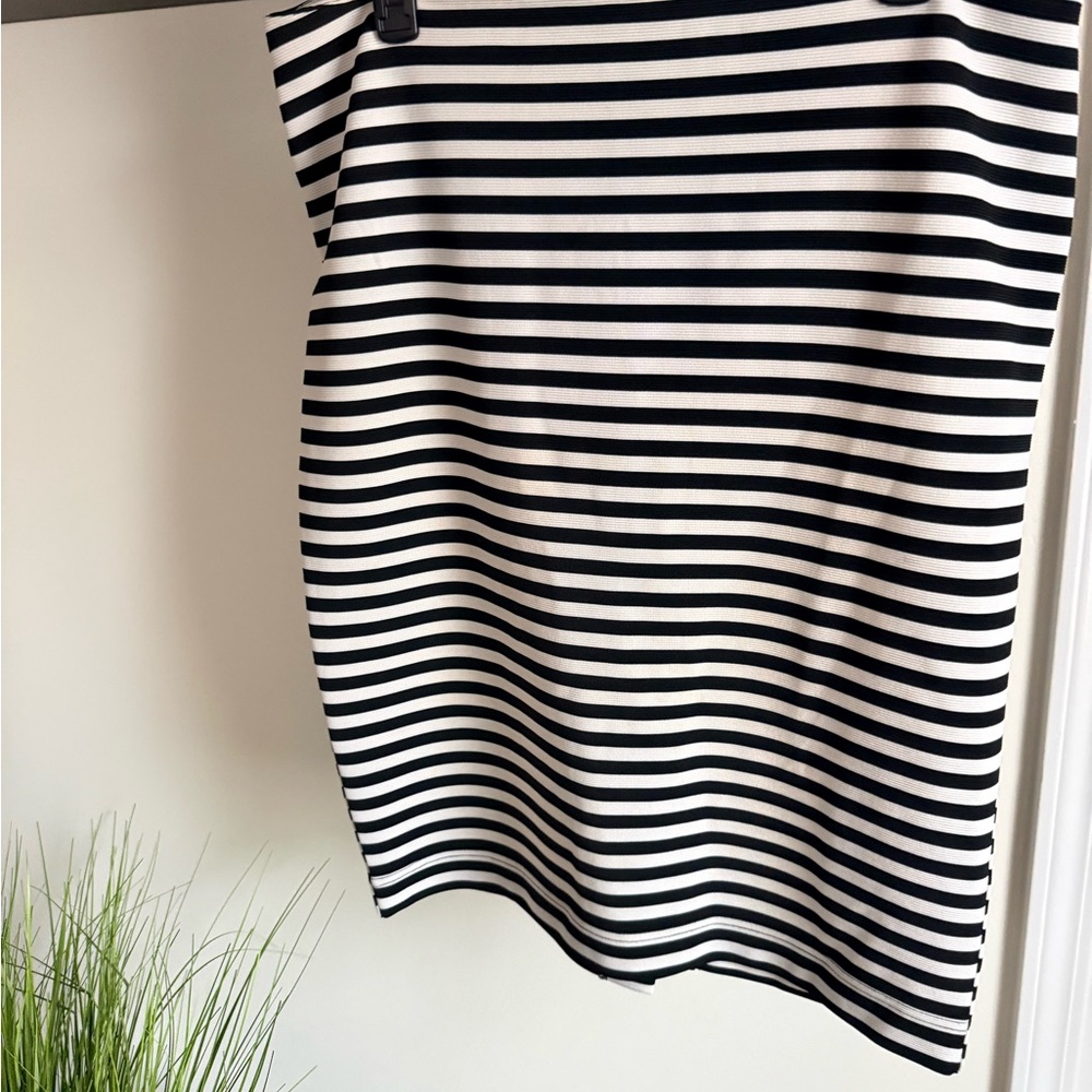 Attention Black and White Striped Pencil Skirt